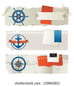 Stylierte Papierbanner mit nautischen Elementen und Platz für Ihren Text
