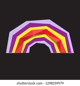 Stylized paper cutout rainbow isolated on black background. Paper art style. Minimal and clean design. Vector illustration. 