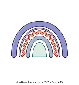 Arco iris pastel estilizado con arcos ondulados suaves, decoración minimalista de vivero boho que transmite esperanza, felicidad y encanto moderno acogedor para estampados infantiles, pegatinas y arte de pared