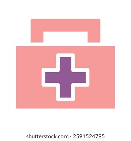 Stylized pastel-colored first aid kit symbol. Ideal for health, wellness, and medical designs requiring simple, minimal icons.