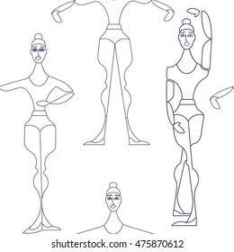 stylized pattern ballet dancer character.dance class,geometric elements.classical dance
