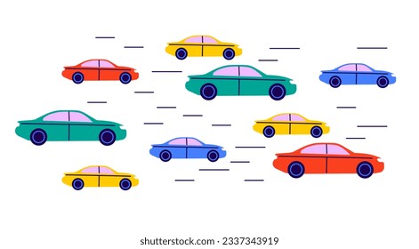 stylized pattern cars colored road