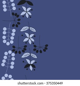 Stylized pattern, doodles, branches, seamless, vertical,floral, flowers, leaves, copy space. Hand drawn.