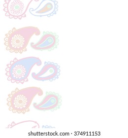 Stylized pattern, doodles, ellipses,objects,ellipses, waves, seamless, vertical,oriental, copy space. Hand drawn.