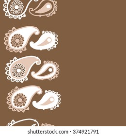 Stylized pattern, doodles, ellipses,objects,ellipses, waves, seamless, vertical,oriental, copy space. Hand drawn.