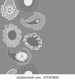 Stylized pattern, doodles, ellipses,objects,ellipses, waves, seamless,spiral, bagel, vertical,oriental, copy space. Hand drawn.