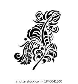 Stylized pattern from the elements of the ornament. There is a black line in the picture. Tattoo. Image for your design and decor. Lace. Isolated. Vector