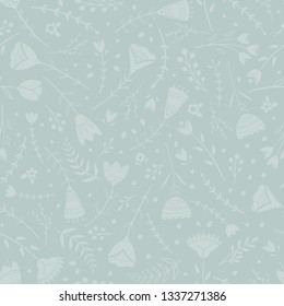 Stylized pattern, folk art, floral ornament in red and green colors. Symmetrical seamless pattern vector background