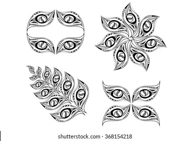 Stylized pattern with owl eye for design textile, background, cloth, tattoo, coloring book