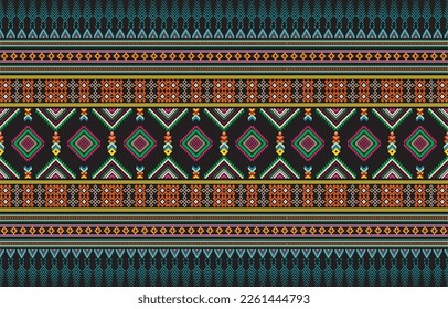 Stilisierter Musterdruck für Kleidung. Trendy, zeitgenössisches, ethnisch nahtloses Muster, Stickereikreuz, Diamanten, Chevrons.