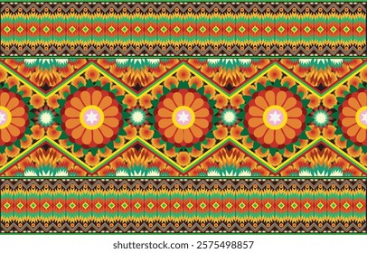 Stylized pattern printing for clothing. Trendy, contemporary ethnic seamless pattern, embroidery cross, diamonds, chevrons.
