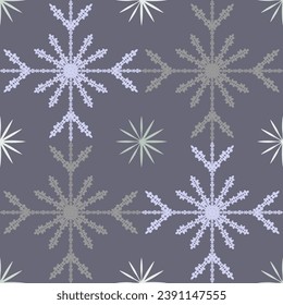 Stylized pattern with snowflakes of different shapes