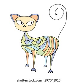 Stylized patterned illustration of cat