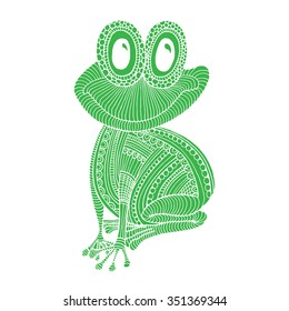 Stylized patterned illustration of frog
