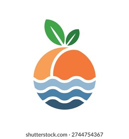 Stylized peach Fruit Logo Design Element.