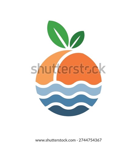 Stylized peach Fruit Logo Design Element.