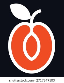 Stylized peach illustration vector graphic for food related designs projects website assets