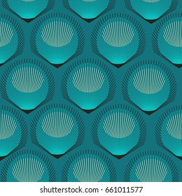 stylized peacock feathers seamless tile in blue shades