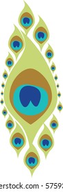 Stylized peacock feathers. Vector feather design.