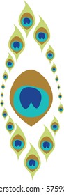 Stylized peacock feathers. Vector feather design.