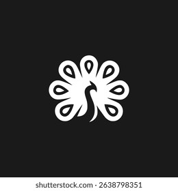 Stylized Peacock Logo Design Elegant Bird Icon in Monochrome