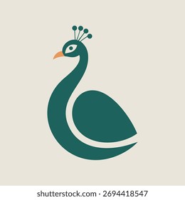 Stilisierter Peacock oder Peahen Logo Eleganter minimalistischer Vogel Icon Vektor
