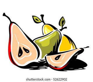Stylized pears isolated on a white background.