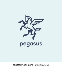 Stylized pegasus logo design template. Vector illustration.