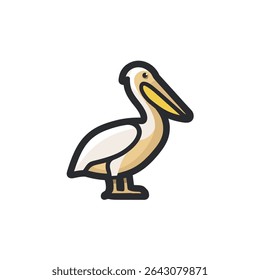 Stylized pelican stands calmly isolated digital artwork design
