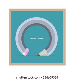 Stylized pencil with eraser. Vector EPS10 