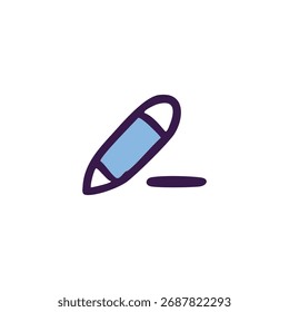Stylized pencil with line in light blue and dark blue