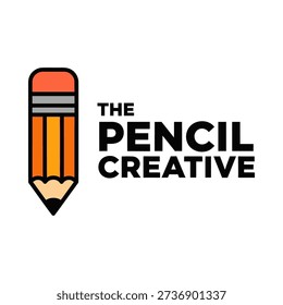 A stylized pencil logo with the text the pencil creative. Vector