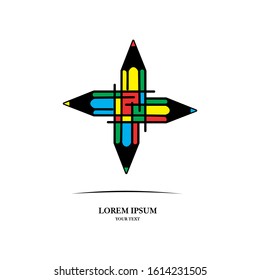 Stylized pencil. Template for logo