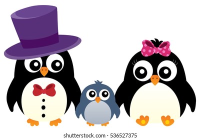 Stylized penguin family image 1 - eps10 vector illustration.