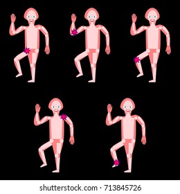 stylized person with sore joints - set of simple drawings