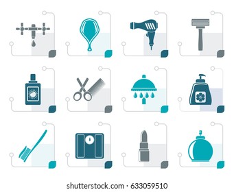 Stylized Personal care and cosmetics  icons - vector icon set
