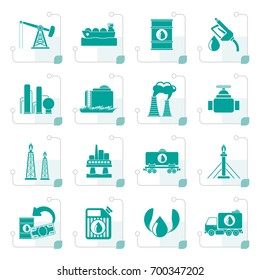 Stylized Petrol and oil industry icons - vector icon set