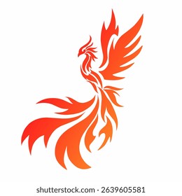 Stylized Phoenix Bird Logo in Fiery Gradient Design