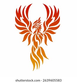 Stylized Phoenix Bird Logo in Fiery Gradient Design
