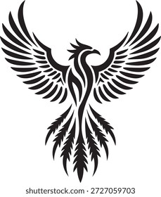 Design estilizado do logotipo da silhueta do vetor do pássaro de Phoenix