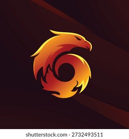 Logotipo estilizado de la cabeza del fénix en tonos naranja y rojo