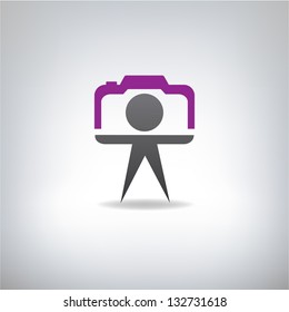 stylized photo camera. Company logo design.