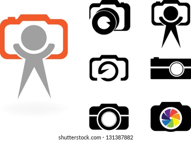 stylized photo camera on a white background. Company logo design.