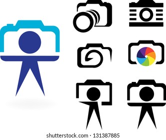 stylized photo camera on a white background. Company logo design.