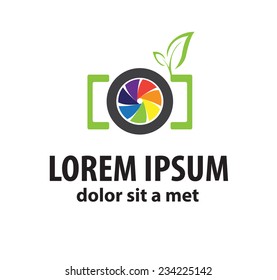 stylized photo camera on a white background. Company logo design.