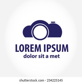 stylized photo camera on a white background. Company logo design.