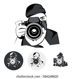 Stylized photographer, design graphic illustration, vector