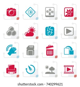 Stylized Photography and Camera Function Icons  - vector icon set