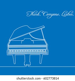 Stylized piano made using lines
