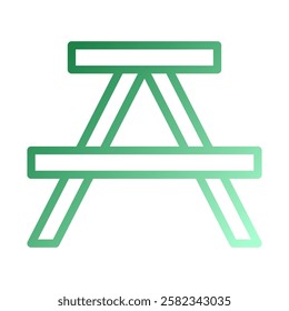 Stylized Picnic Table Icon with Green Gradient